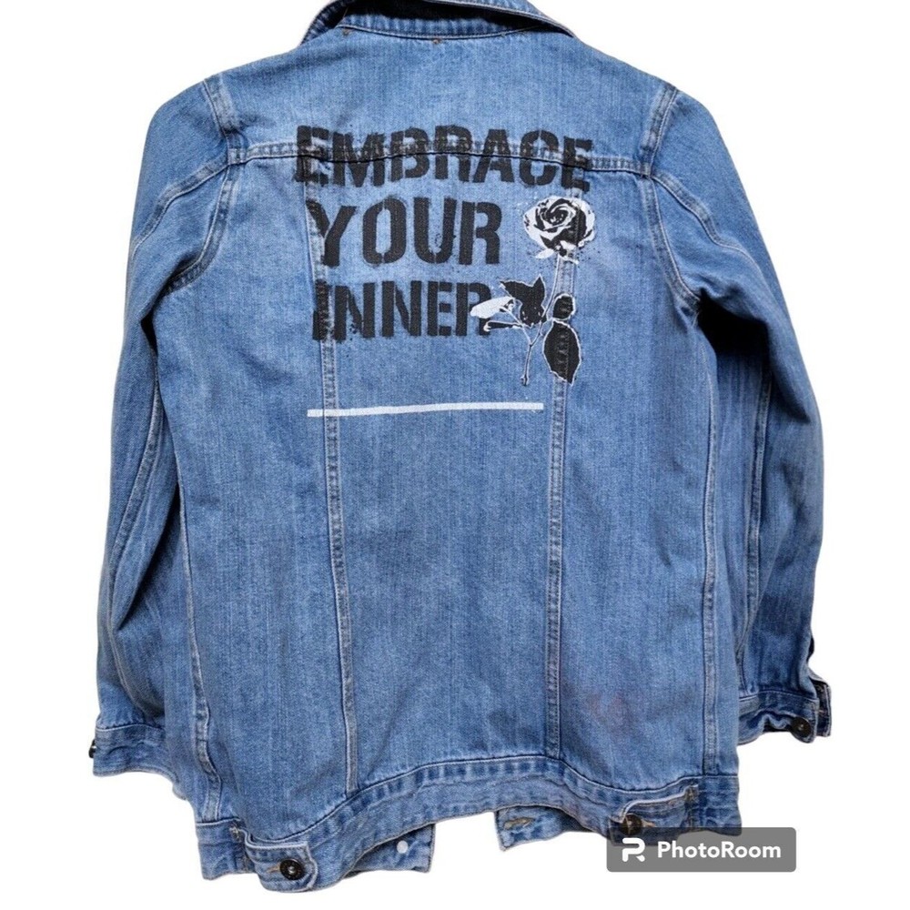 Blue Jean Jacket 'Embrace Your Inner Rose' Size XL Artsy Boho by Art Class